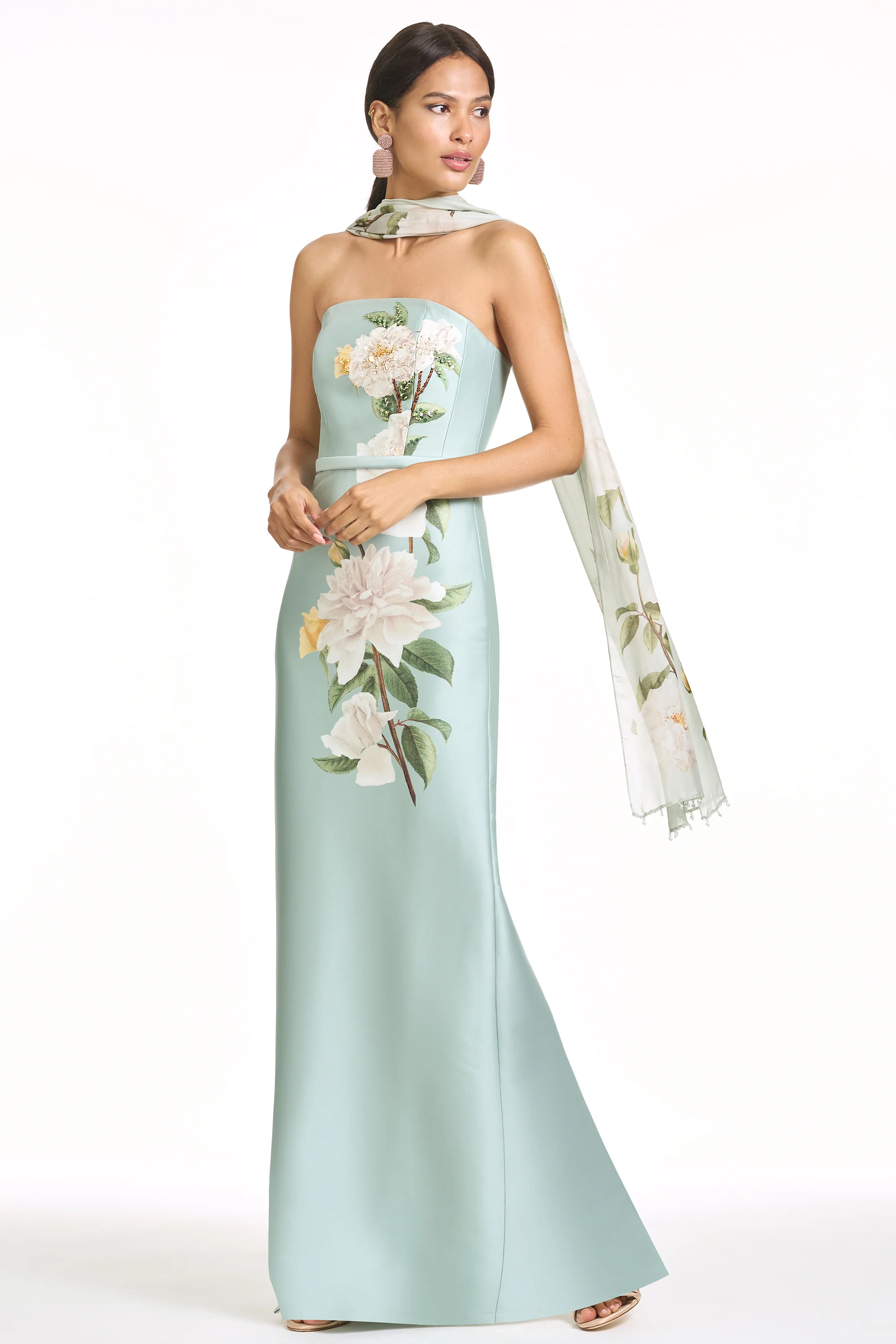 EMBELLISHED SOPHIA GOWN - CELADON FLORAL - Image 3