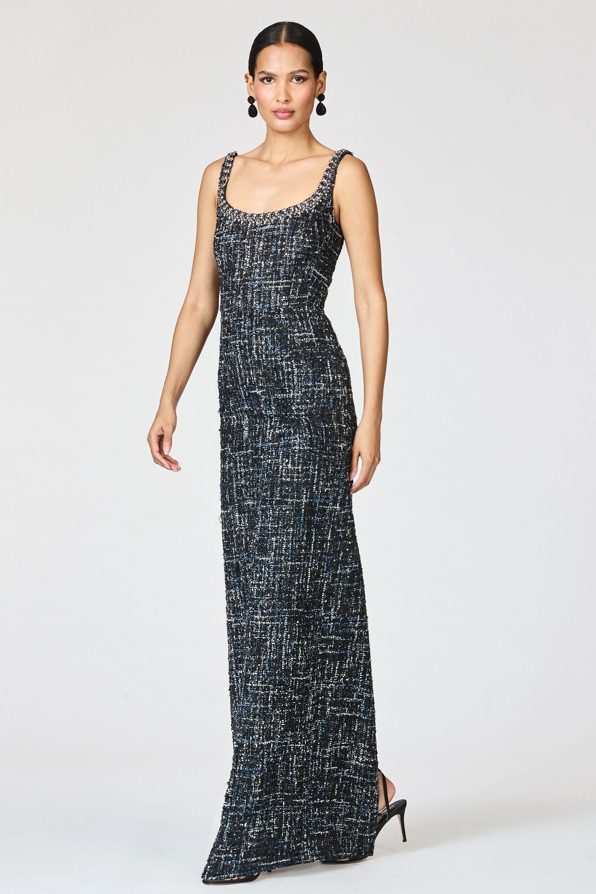 EMBELLISHED TWEED LANA GOWN - OBSIDIAN FROST - Image 6