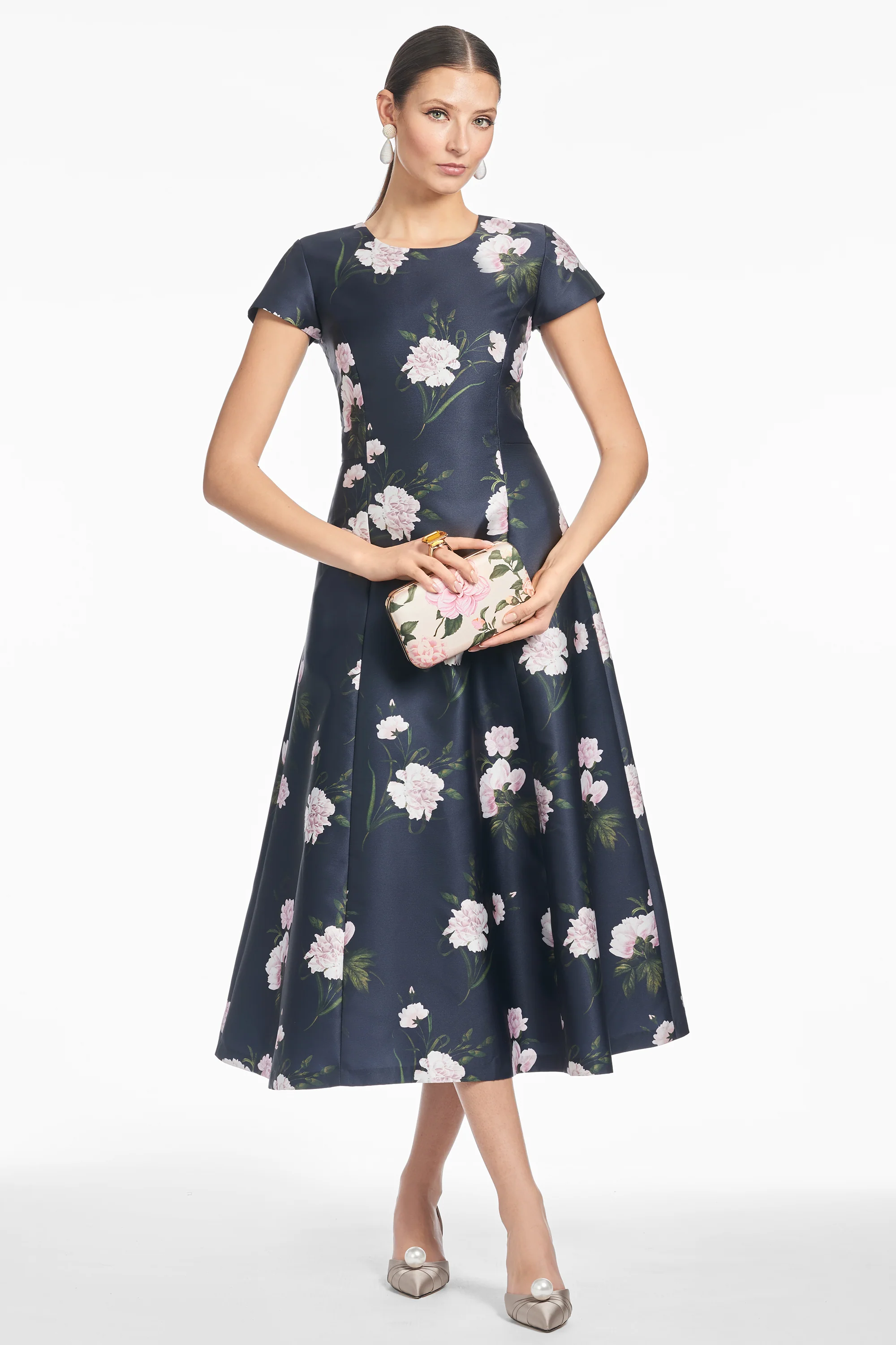 JACKIE DRESS - DARK MIDNIGHT CARNATIONS - Image 4