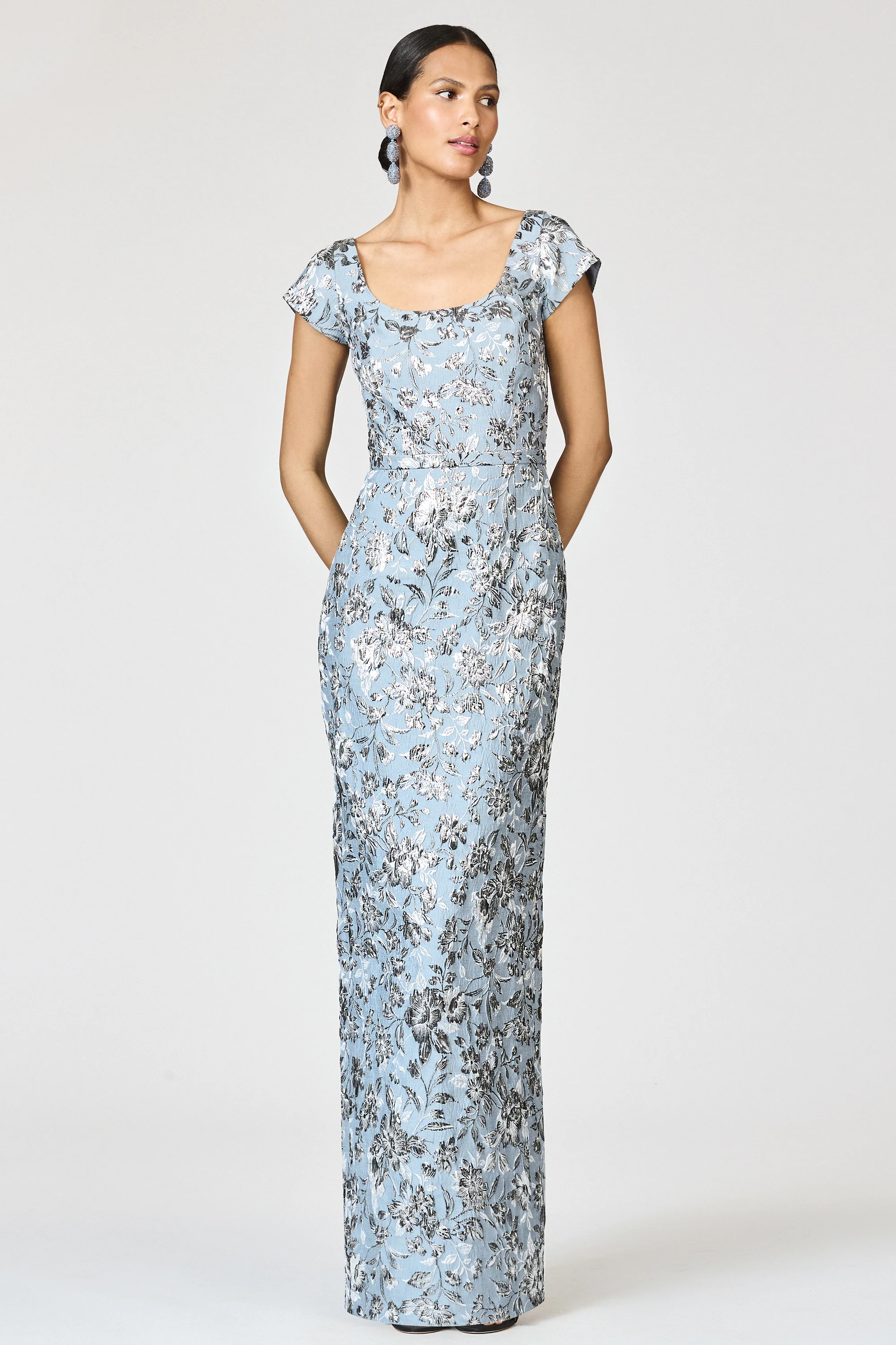 METALLIC CLOQUE GRACE GOWN - PEWTER GARDENS - Image 4