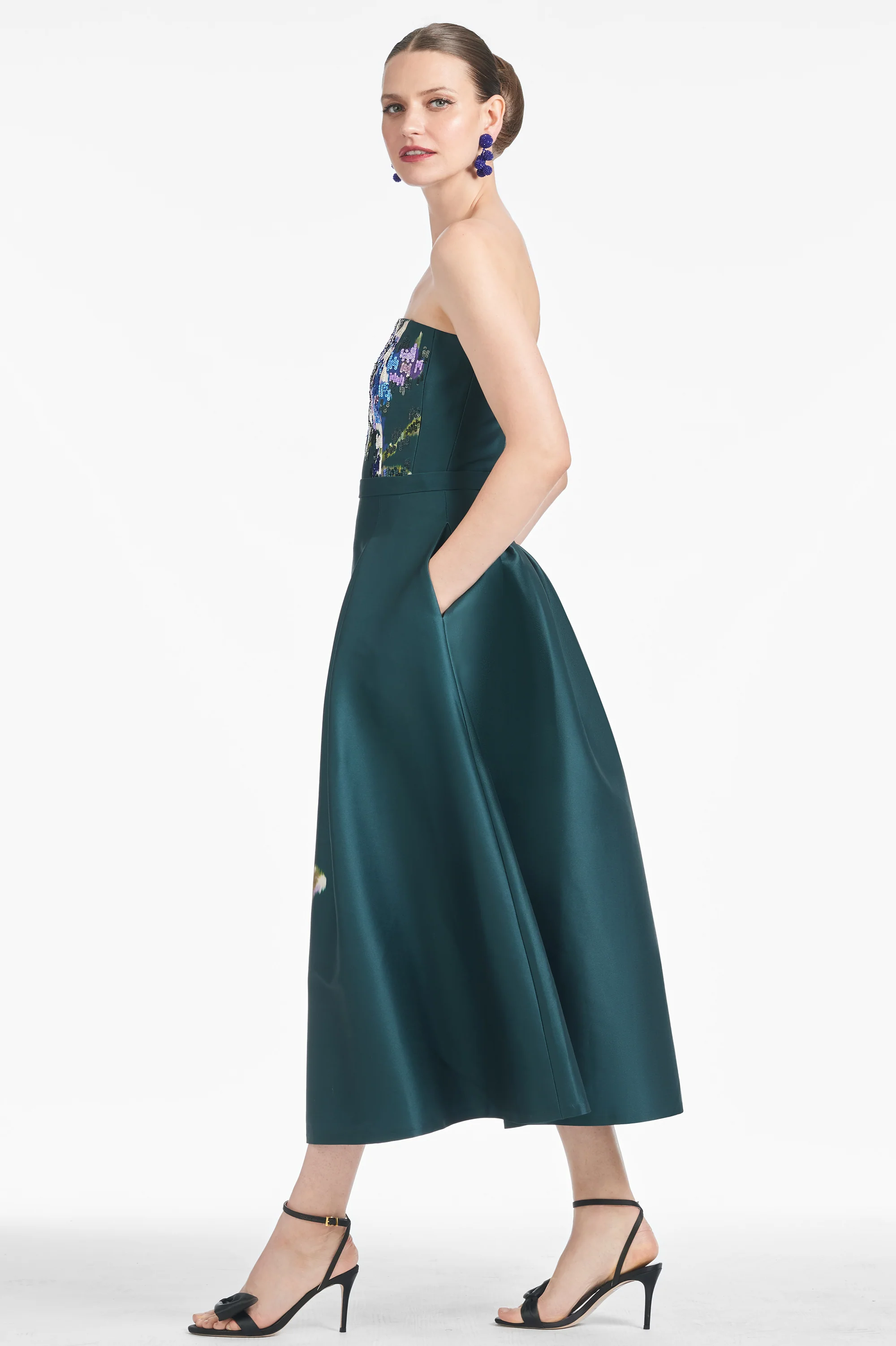 SHAY DRESS - FOREST GREEN PLACEMENT IKAT - Image 4